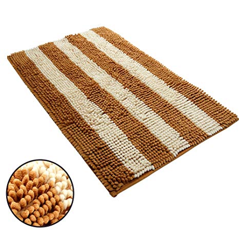 Ihoming Pet Mud Rugs Bowl Bed Mat Absorbent Microfiber Chenille Stripe Dog Cat Door Mat Paw Step Clean Rugs, 19 31 inches