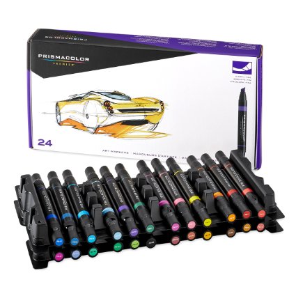 Prismacolor Premier Double-Ended Art Markers, Fine and Chisel Tip, 24-Count