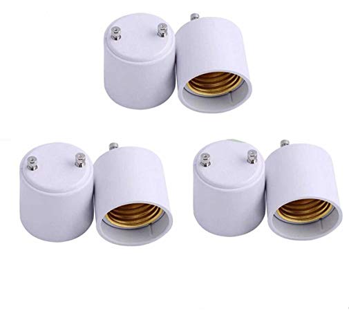 JahyShow 6 PCS GU24 to E26 E27 Adapter Maximum Wattage 1000W Heat Resistant Up to 200℃ Fire Resistant Converts GU24 Pin Base Fixture to E26 E27 Standard Screw-in Socket