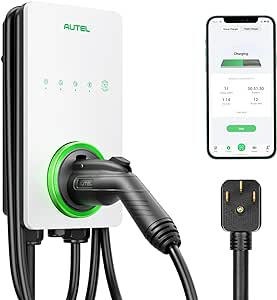 Autel Home Level 2 EV Charger up to 40Amp, 240V, Indoor/Outdoor Fast Electric Vehicle Charging Station with Flexible 25-Foot Cable, NEMA 14-50 Plug, White