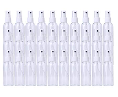 Bekith 30 Pack 80ml Fine Mist Mini Clear Spray Bottles with Pump Spray Cap - for Essential Oils, Travel, Perfumes - Refillable & Reusable Empty Plastic Bottles Travel Bottle