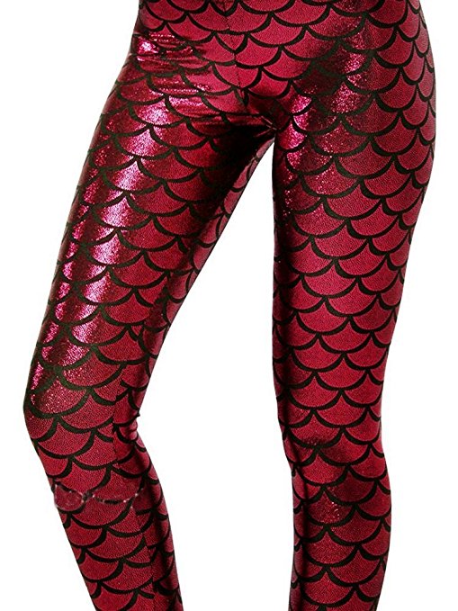 Alaroo Shiny Fish Scale Mermaid Leggings for Women Pants S-3XL