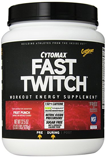 CytoSport Fast Twitch Power Workout Drink Mix, Fruit Punch, 2.03 Pound