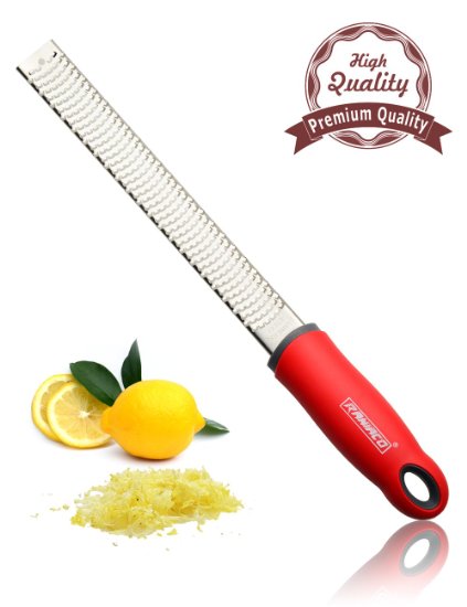 Zester Raniaco Stainless Steel Grater Cheese Lemon Ginger and Potato Zester with Plastic Cover Long Ergonomic Handle with Rubber Base