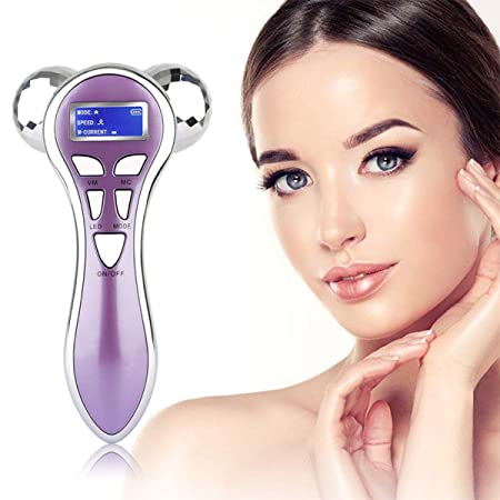 New Powerful 4D Pulse Microcurrent Face Lift, Tight, Sliming and Brighten Roller Massager (Purple)