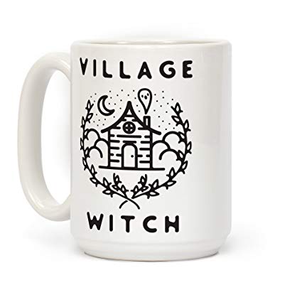LookHUMAN Village Witch White 15 Ounce Ceramic Coffee Mug
