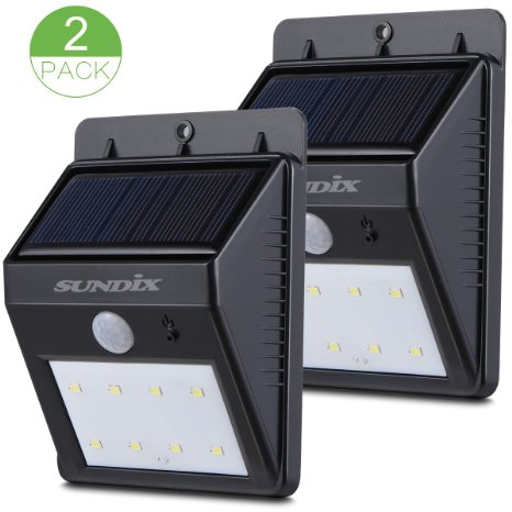 Sundix(TM) 2Pack Solar Powered 8 LED Motion Sensor Outdoor Light for Garden Backyard Deck Garage Pathway，Wireless Waterproof Durable Auto On / Off