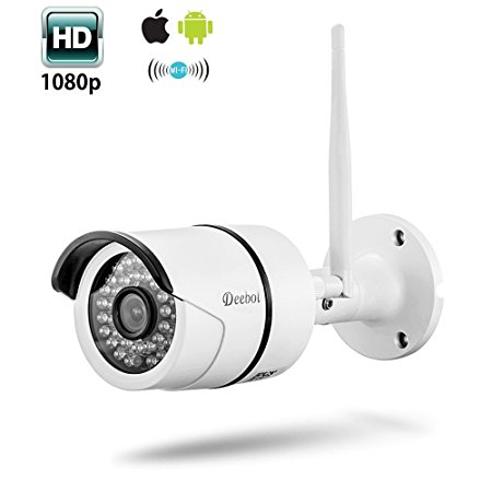 Wireless Security Camera, 1080P Outdoor WiFi IP Surveillance Bullet Camera ,IP66 Weatherproof, Night Vision W2- White