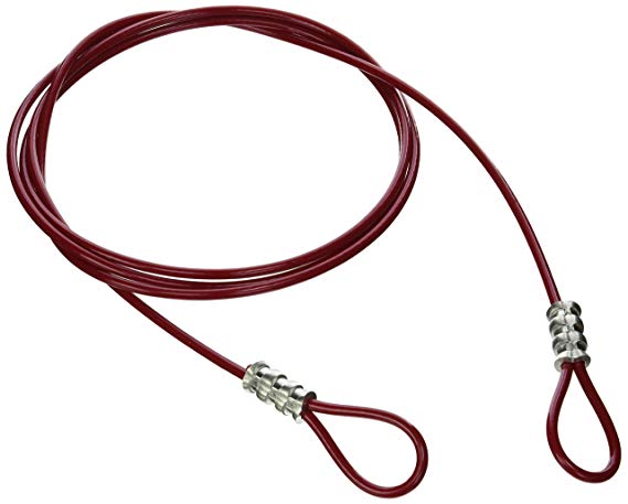 Brady 131066 Double Looped Lockout Cable, Plastic Coated Steel, 8' Cable, Red