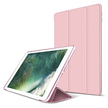 New iPad 2017 9.7 Case,GOOJODOQ Lightweight Smart Cover With Auto Sleep/Wake Function PU Leather Silicon Soft TPU Folio Case For Apple New iPad 9.7 Inch 2017 Model in Rose Gold