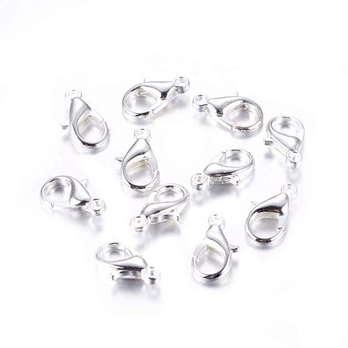 HOUSWEETY Silver Plated Lobster Clasps -Jewellery Making Findings DIY Craft (20PCs (14mmx8mm))