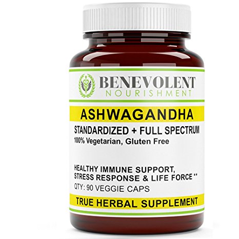 Organic Ashwagandha Root Capsules (Withania Somnifera) and Root Extract, Full Spectrum, Vegan All Natural Herbal Supplement to Ease Anxiety & Reduce Symptoms of Stress & Worry | Improve Focus & Memory