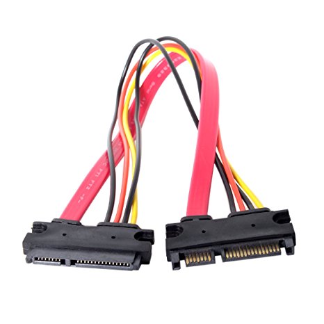 CY SATA III 3.0 7 15 22 Pin SATA Male to Female Data Power Extension Cable 30cm Red Color