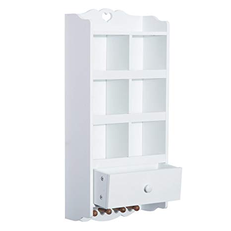 HOMCOM 14” W x 30” H Wood Wall Mount Bathroom Storage Cabinet - White