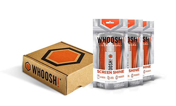 WHOOSH! Award-Wining Screen Cleaner – Safe for all screens – Special Bundle - Amazon Exclusive – Includes 3 x 1 oz   3 Premium Antimicrobial Microfiber cloths (packed individually)