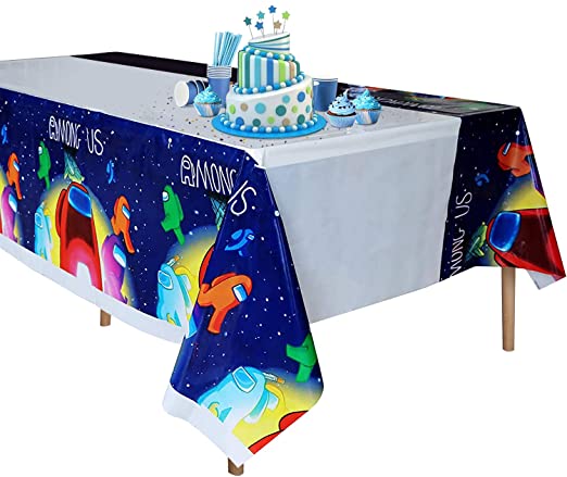 Among Us Tablecloth,Disposable Plastic Table Cover for Among Us Party,Birthday,Music Party Decoration Supplies 70x42 Inch Preferences