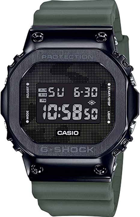 Men's Casio G-Shock Digital Black Ion-Plated Metal Bezel Camo Dial Watch GM5600B-1