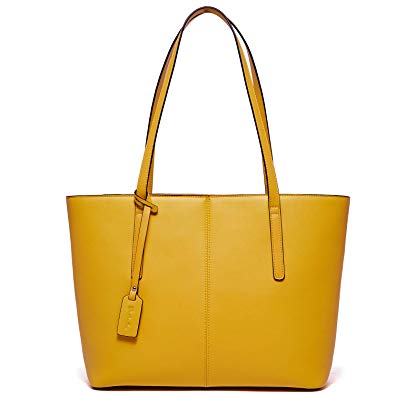 BOSTANTEN Women Handbag Genuine Leather Tote Shoulder Purses Yellow