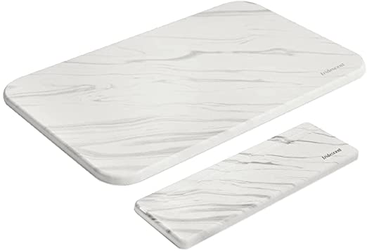 Bumlon Dish Drying Mats for Kitchen Counter, 12’’ x 8’’ Stone Dish Drainer Mat, Rack Tableware Mat , Diatomaceous Earth Dish Drying Pad ,Non-Slip Heat Resistant Mat(Marble)
