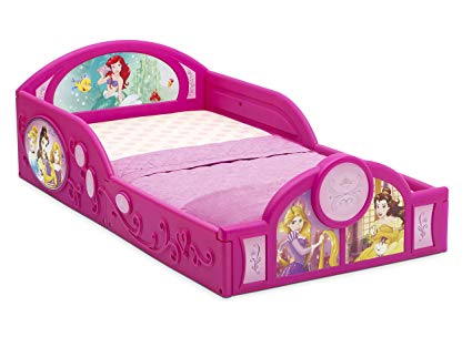 Disney Princess Deluxe Toddler Bed with Attached Guardrails | Cinderella | Belle – Beauty and The Beast| Ariel – Little Mermaid | Rapunzel – Tangled