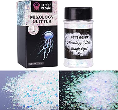 LET'S RESIN Magic Opal Glitter, Opal Chunky Mix Glitter for Epoxy Resin/Tumbler, Iridescent Color Shift Glitter for Nail Art, Slime, Resin Crafts