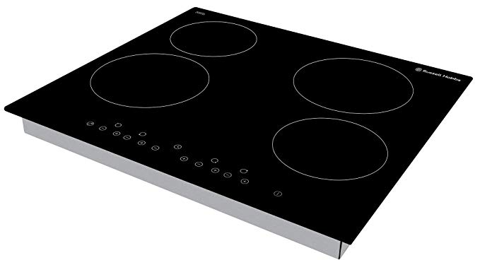 Russell Hobbs RH60EH402B Black Glass 59cm Wide, 4 Zone Electric Hob with Touch Control, Free 2 Year Guarantee