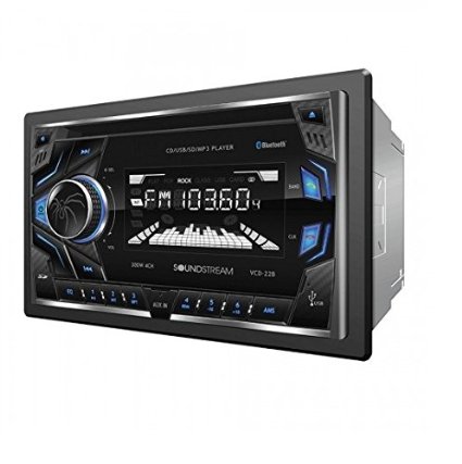 Soundstream VCD-22B Double DIN CD/MP3/AM/FM Receiver with 32GB USB Playback/Bluetooth