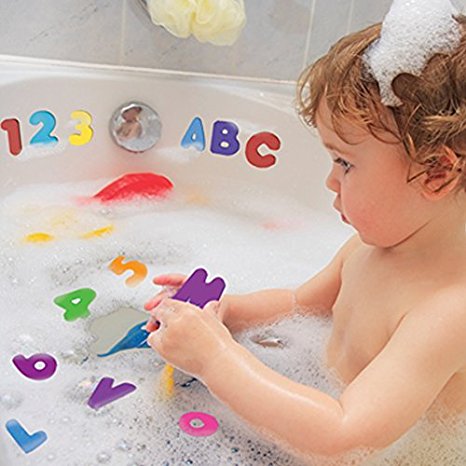 Vktech® 36pcs Educational Floating Bath Letters & Numbers stick on Baby Kids' Bathroom Toy