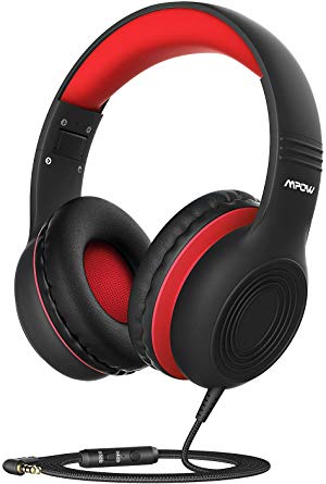 Mpow CH6 Kids Headphones, Volume Limited Over Ear Kids Headset with 3.5mm Audio Jack for Children Boys Girls, Foldable Adjustable Wired Headphone with Microphone, Safe Children Headset
