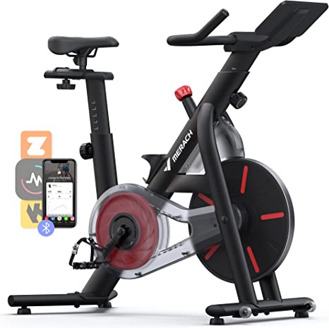 Exercise Bike, MERACH Bluetooth Stationary Bike for Home with Magnetic Resistance, Indoor Cycling Bike with 350lbs Weight Capacity, iPad Holder, TT