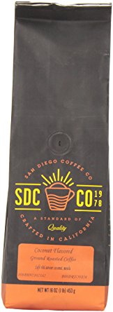 San Diego Coffee Coconut Flavored, Ground Roasted Coffee, 16-Ounce (1-Pound)