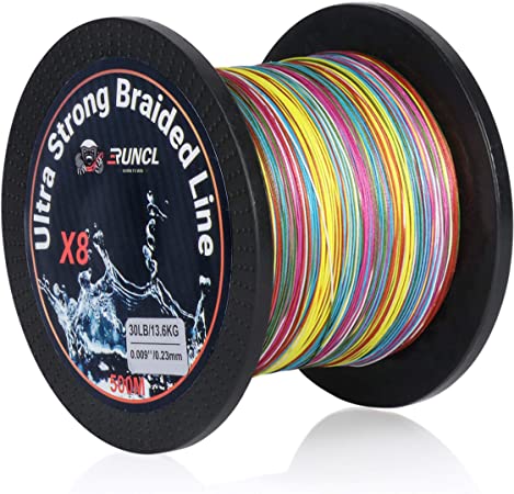 RUNCL Braided Fishing Line 8 Strands, Ultra Strong Braided Line - Smaller Diameter, Zero Memory, Zero Extension, Multiple Colors - 1093Yds/1000M 546Yds/500M 328Yds/300M 109Yds/100M, 12-100LB