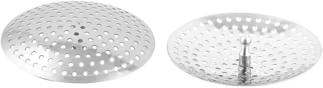 uxcell 2pcs Stainless Steel Flat Round Design Sink Washbasin Strainer Stopper 7.9cm Dia Anti-Blocking Drain Stopper