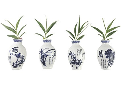 Fridge Magnets, Grow Plants in Oriental Ceramics Vase Refrigerator Magnets,Set of 4, Door Magnets, Wall Magnets