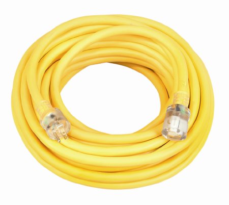 Coleman Cable 02688 10/3 Vinyl Outdoor Extension Cord with Lighted End, 50-Foot