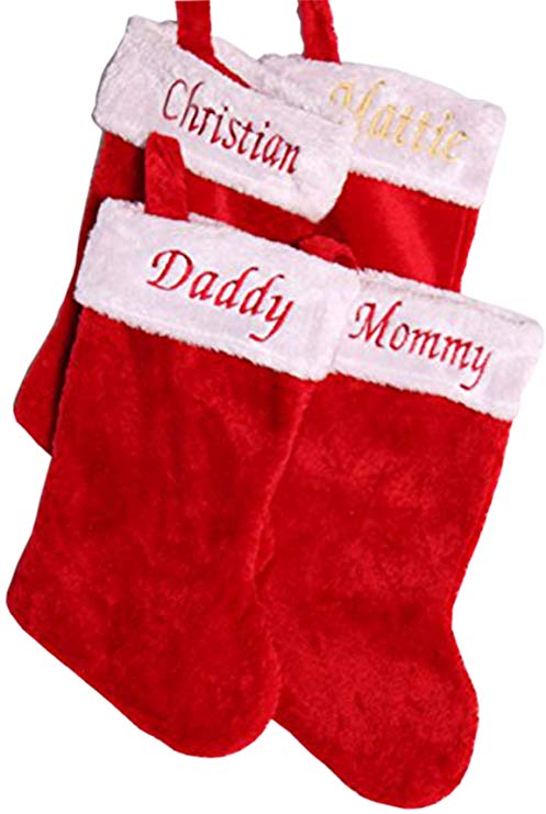 Treefrogg Apparel Set of 4 ~ Personalized Embroidered Christmas Stockings ~ Classic