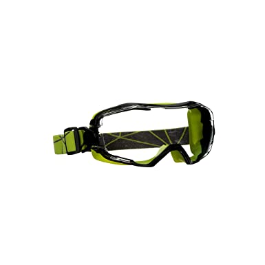 3M GoggleGear 6000 Series Safety Goggle, Green Shroud, Scotchgard Anti-Fog Coating, Clear Anti-Scratch Lens