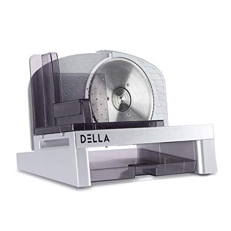 DELLA 6.7" 120W Electric Meat Slicer Serrated Fine Blade Kitchen Food Vegetable Cheese Fruit Slice ETL, Stainless Steel