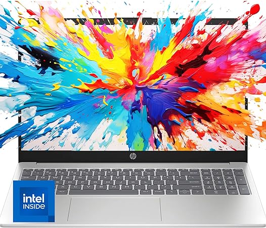 HP Newest Essential 15.6" Laptop, Intel N200 Quad-Core Processor, 16GB RAM, 256GB Storage (128GB SSD 128GB WOWPC USB), WiFi & Bluetooth, HDMI, Up to 11hrs Battery Life, Windows 11, 1 Year Office 365