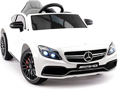 Emr Distributors Mercedes C63S Battery Powered 12V Kids Ride-ON Toy CAR with R/C Parental Remote MP3 Player LED Wheels (White)
