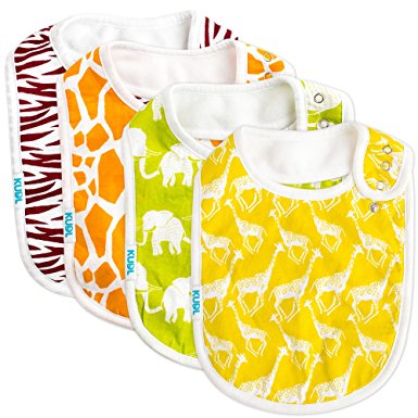 Premium Cute Baby Toddler Bibs Burp Burpy Cloths 4 Pack Gift Set Soft Absorbent Extra LARGE Feeding Reflux Drool Teething Bibs,Triple Adjustable Snap Buttons, Funny Boys & Girls …