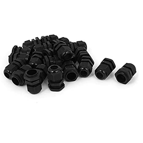 PG11 Waterproof Wire Cable Glands Clamp Black Plastic Connector 22pcs