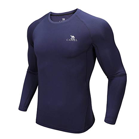 Camel Men’s Long Sleeve Compression Shirt Crew Neck Baselayer Quick Dry Sport Shirt