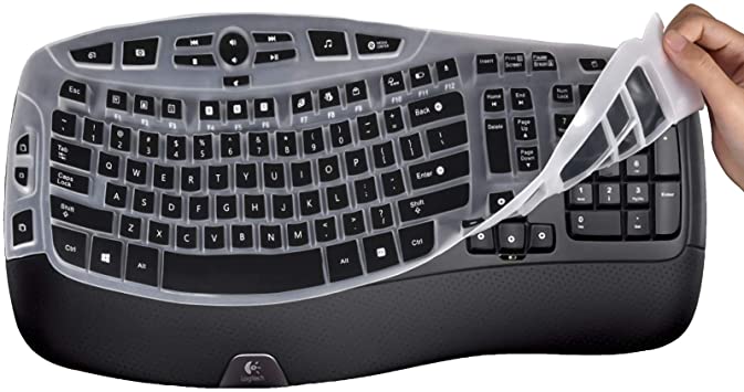 Lapogy Keyboard Cover Skin for Logitech MK550,Logitech K350 MK550 MK570 Accessories, Ultra Thin Silicone Keyboard Protector Skin,Black