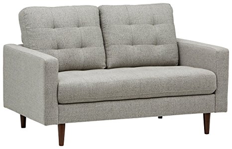 Rivet Cove Mid-Century Tufted Loveseat, 56" W, Light Grey