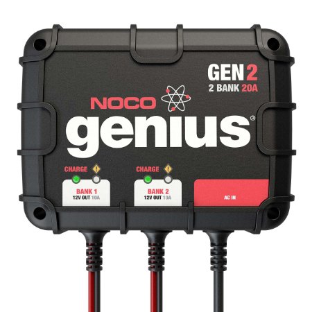 NOCO Genius GEN2 20 Amp 2-Bank Waterproof Smart On-Board Battery Charger