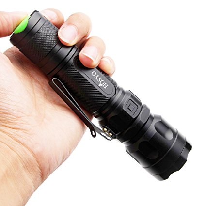 LED Tactical Flashlight, HOSYO UFO-A Ultra Bright 1000 Lumen Rechargeable Flashlight, Adjustable Focus and 5 Light Modes, Heavy Duty Aluminum Body Water Resistant Torch