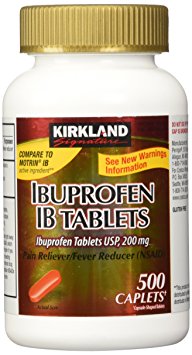 Kirkland Signature Ibuprofen IB tablets USP 200mg NSAID Easy Swallow Caplets, 500 Caplets