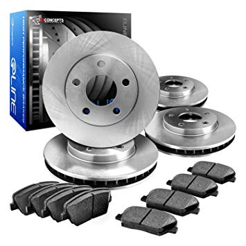 R1 Concepts CEOE11186 Eline Series Replacement Rotors And Ceramic Pads Kit - Front and Rear