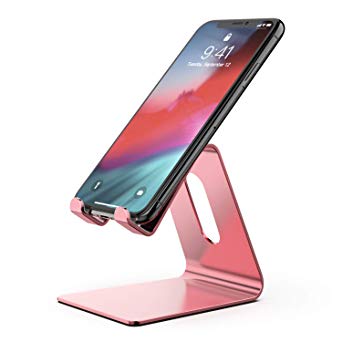 Phone Stand, Z1 Cell Phone Stand Holder, Cradle, Desktop Dock Accessories Compatible with iPhone XR XS X 8 7 6s 6 and Plus, 5s 5, Samsung, LG, and All Smartphones (Rose Gold)